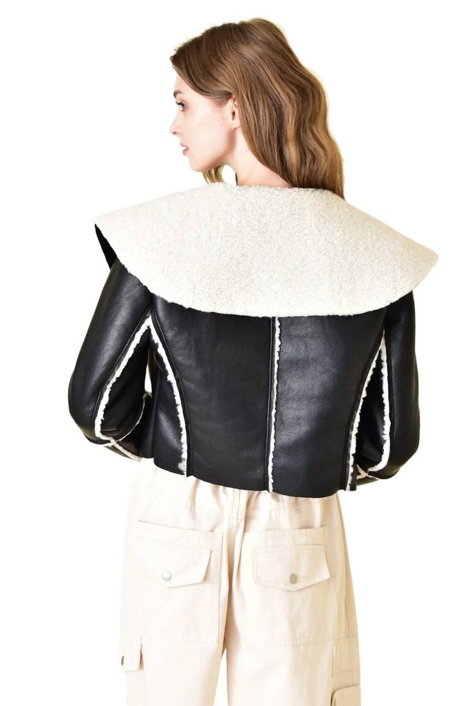 Fore Collection Faux Shearling Leather Jacket In Black