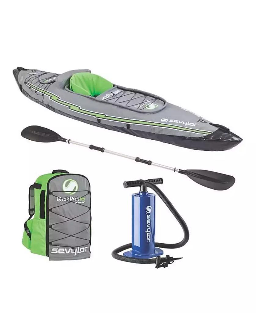 Sevylor QuickPak K5 1-Person Inflatable Kayak System with Hand Pump, Paddle, Gray
