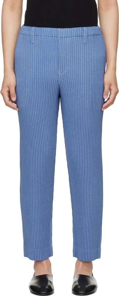 Homme Plissé Issey Miyake Blue Linen Like Trousers