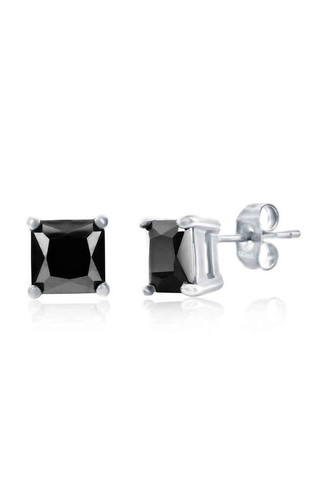 BLACKJACK 8mm Square Cubic Zirconia Stud Earrings