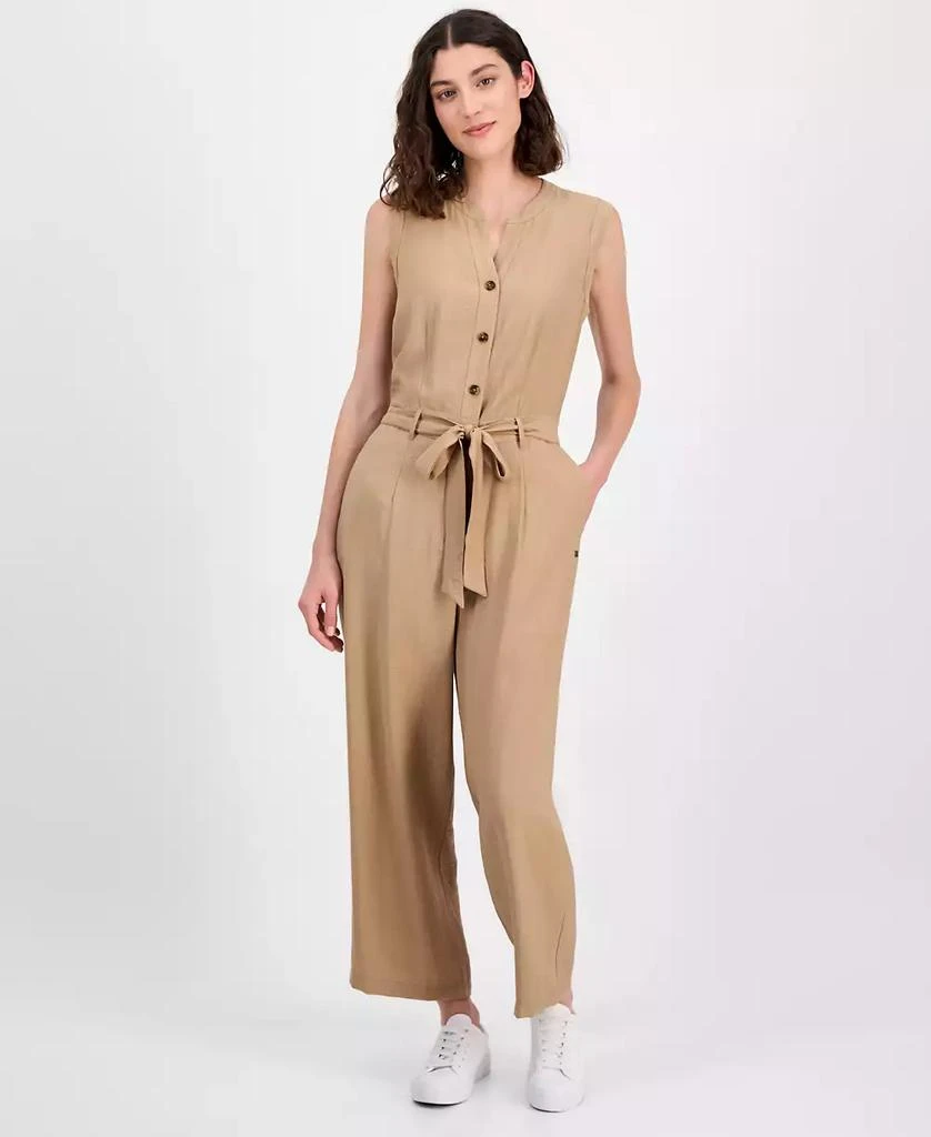 Nautica Jeans Women's Sleeveless Wide Leg Belted Jumpsuit 1