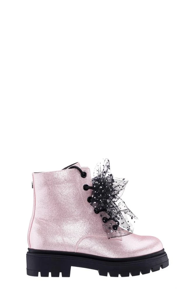Nina Kids
 Tink Crystal Mesh Bow Glitter Combat Boot 5