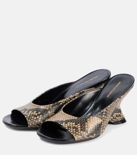 Dries Van Noten Snake-effect leather mules 4