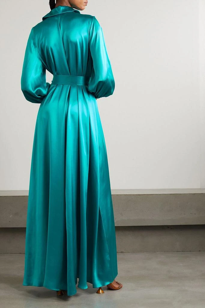 Halpern Belted silk-satin maxi shirt dress 3