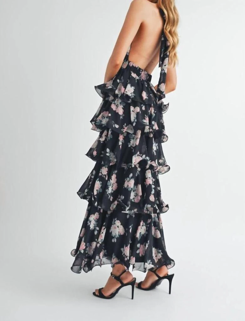 chinese dress ladies Astr The Label | Mable Floral Tiered Ruffle Maxi Dress in Lilac Green Floral main image 0