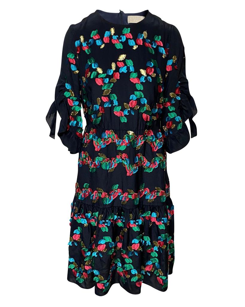 PETER PILOTTO Embroidered Dress in Black Silk