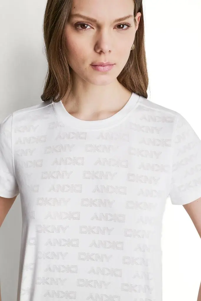 DKNY LOGO JACQUARD CREW NECK TEE