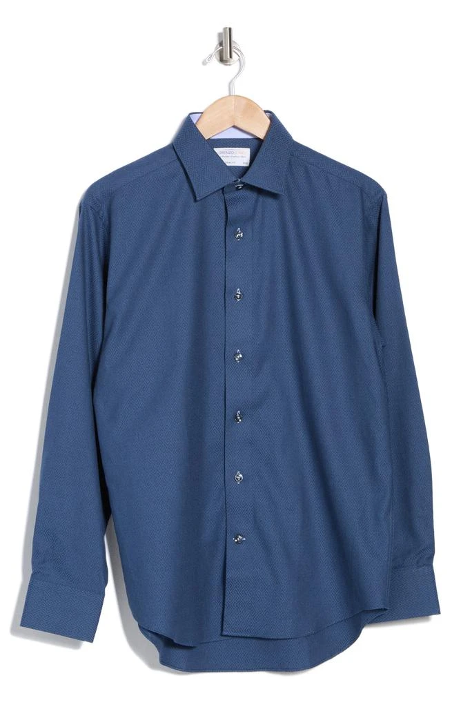 Lorenzo Uomo Trim Fit Textured Diamond Stretch Cotton Dress Shirt 3