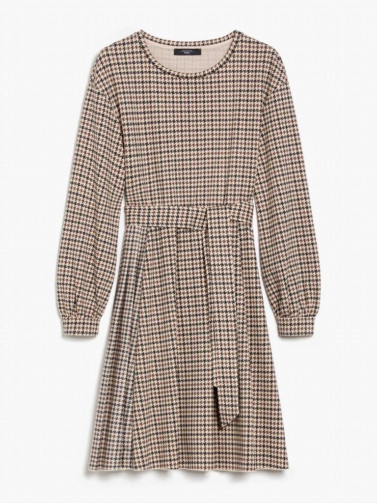 Weekend Max Mara Vetta Fit And Flare Houndstooth Dress In Camel 1