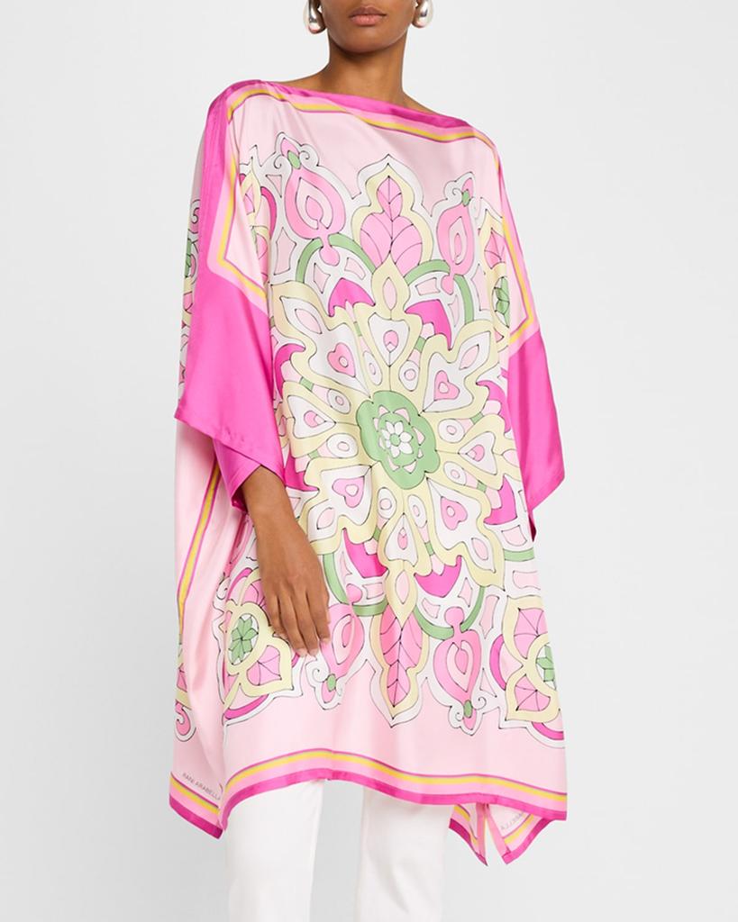 Rani Arabella Floral-Print Hand-Printed Silk Kaftcan