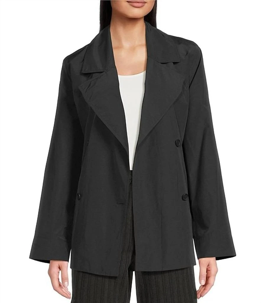 Eileen Fisher Short Trench Coat In Black
