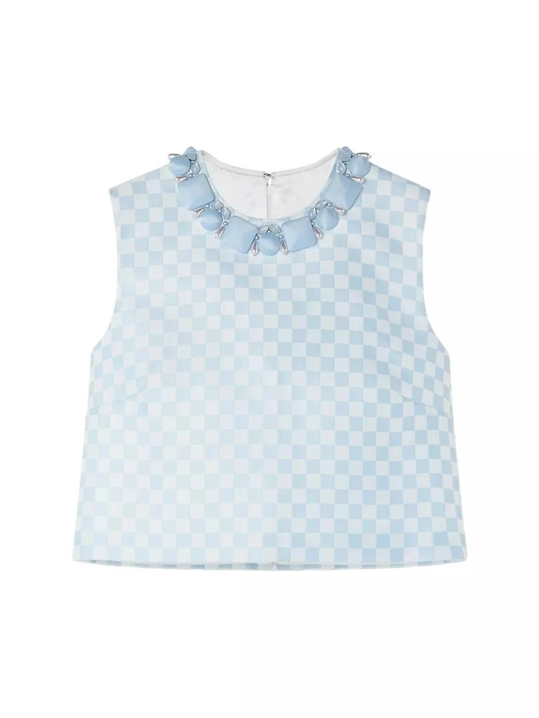 Versace Damier Check Duchesse Satin Crop Top 1