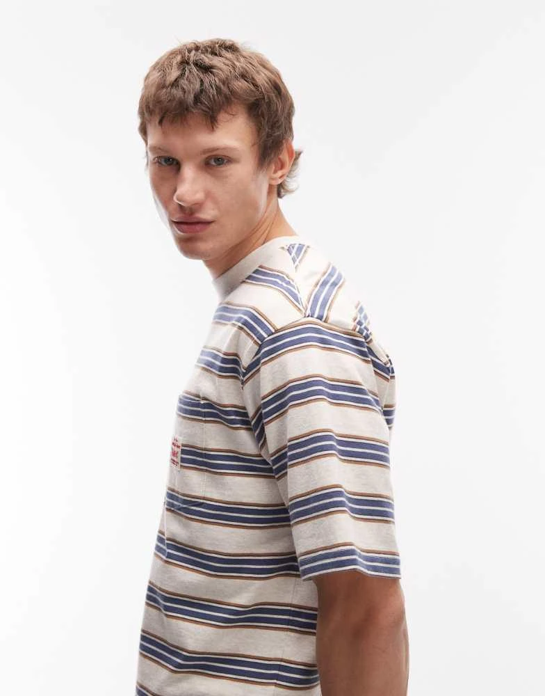 Levi
s Levi
s Workwear pocket logo relaxed t-shirt in grey stripe 4