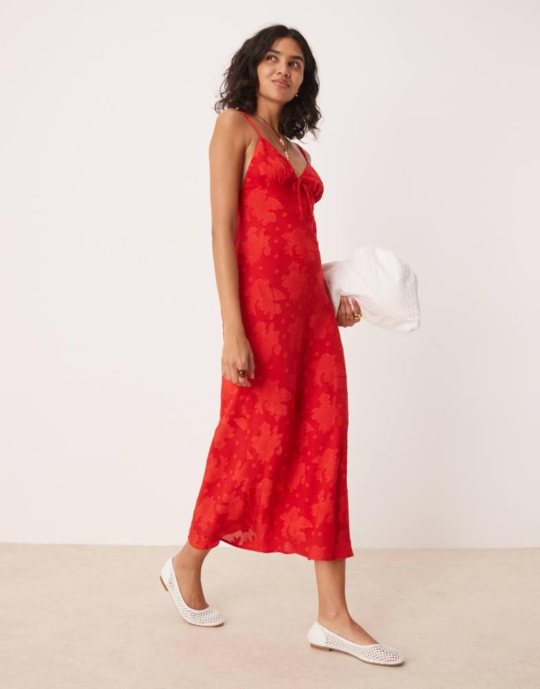 Kiss The Sky Kiss The Sky jacquard sleeveless maxi dress in red