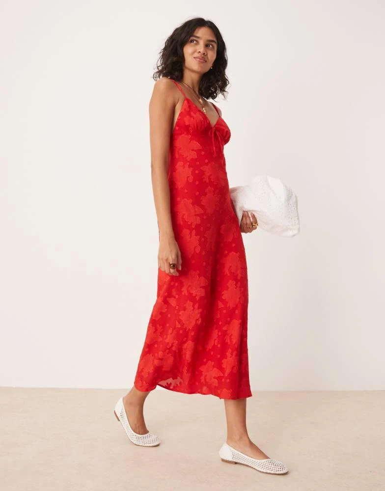 Kiss The Sky Kiss The Sky jacquard sleeveless maxi dress in red 1