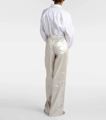Brunello Cucinelli Linen-blend lamé wide-leg pants 3