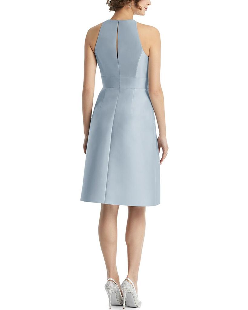 Alfred Sung Alfred Sung High-Neck Satin Cocktail Dress