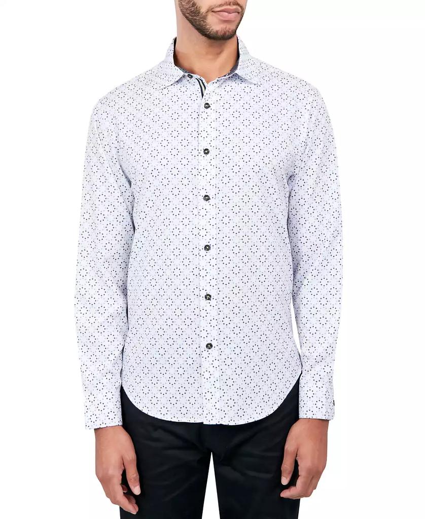 Society of Threads Men's Regular-Fit Non-Iron Performance Stretch Geo-Print Button-Down Shirt