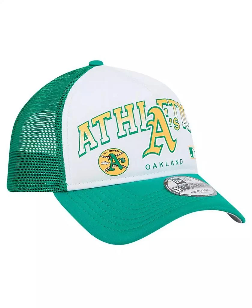 New Era Men's White Oakland Athletics Retro Wordmark 9FORTY A-Frame Trucker Adjustable Hat 3