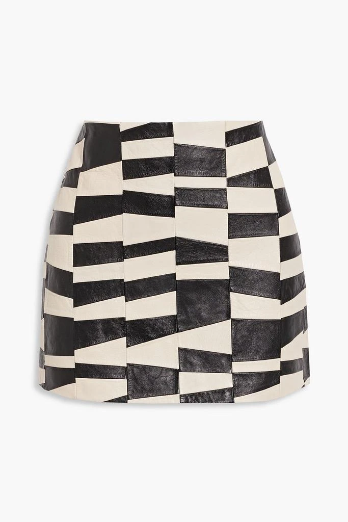 SAINT LAURENT Two-tone leather mini skirt 1