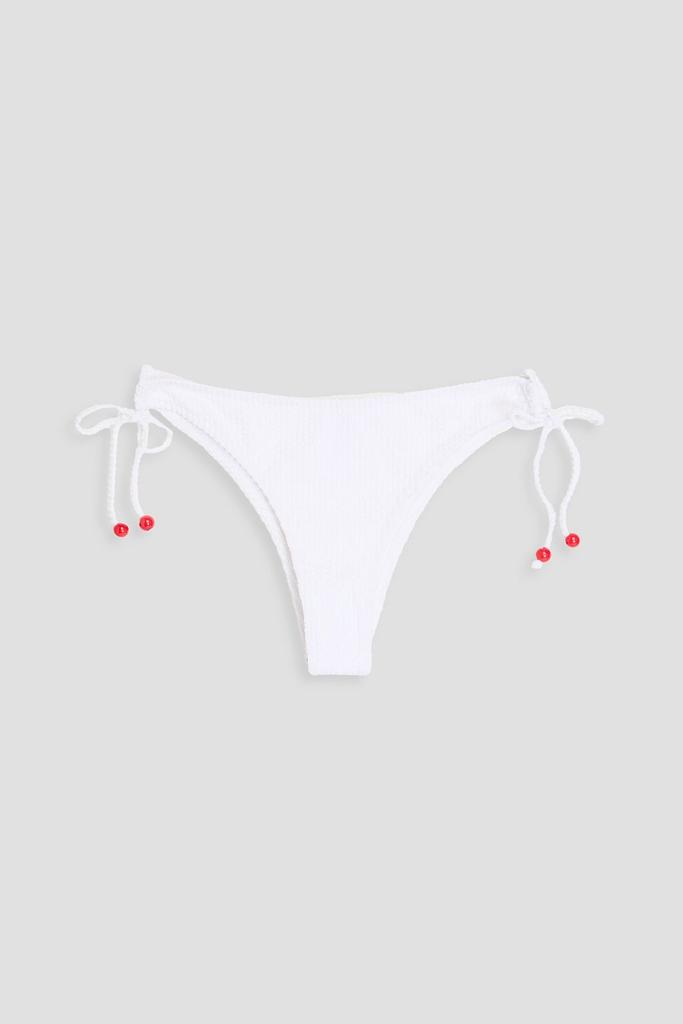Fisch Hani Pearl embellished seersucker bikini briefs