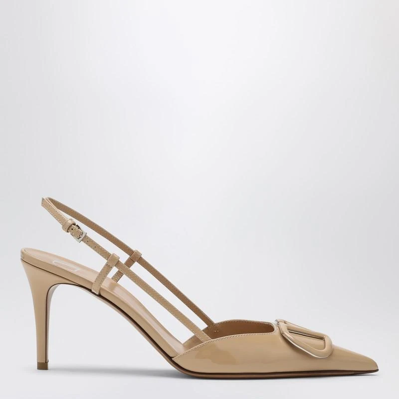 Valentino Slingback Vlogo in sand-colored leather 1