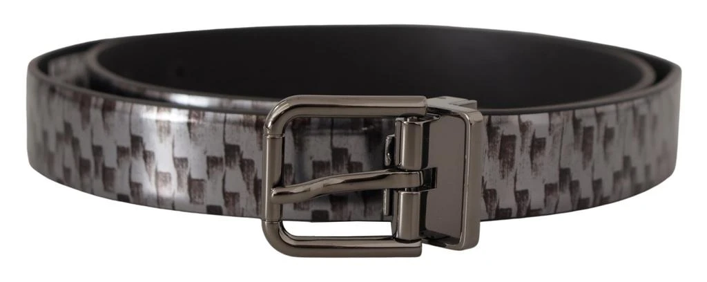 Dolce 
Gabbana Herringbone Leather 3D Metal Buckle Men
s Belt