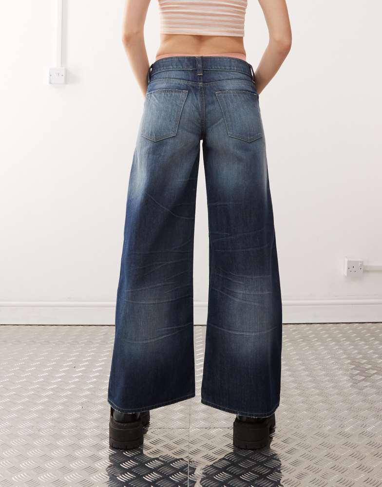 Cheap Monday Cheap Monday Poser mid rise wide leg skater jeans in star dark wash blue