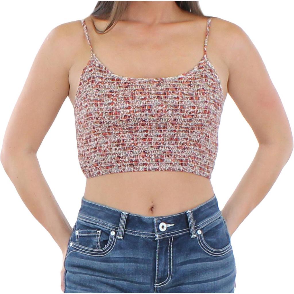 Angie Womens Cropped Smocked Tank Top