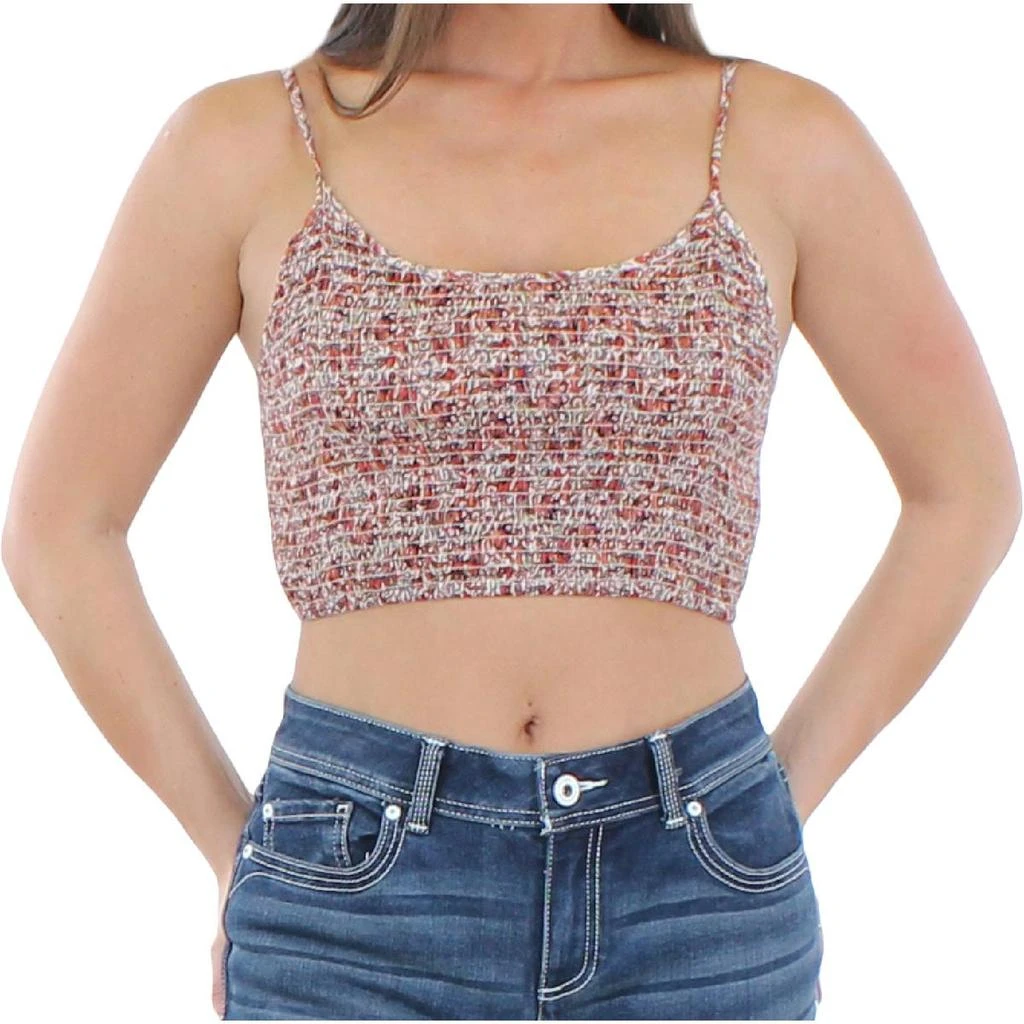 Angie Womens Cropped Smocked Tank Top 1