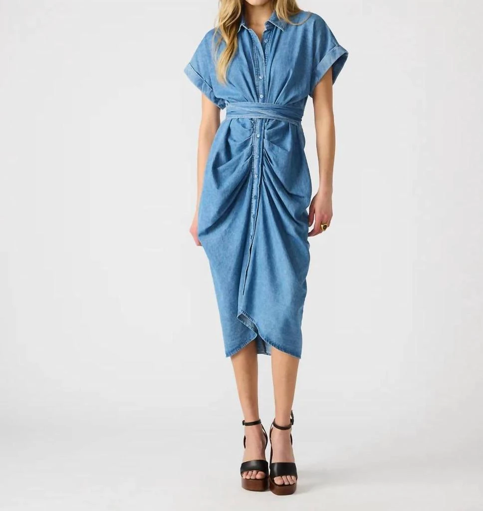 steve madden shirt dress Steve Madden Tori Satin Snake Print Point Collar Short Kimono Cuff Sleeve Tie Front Midi Shirt Dress