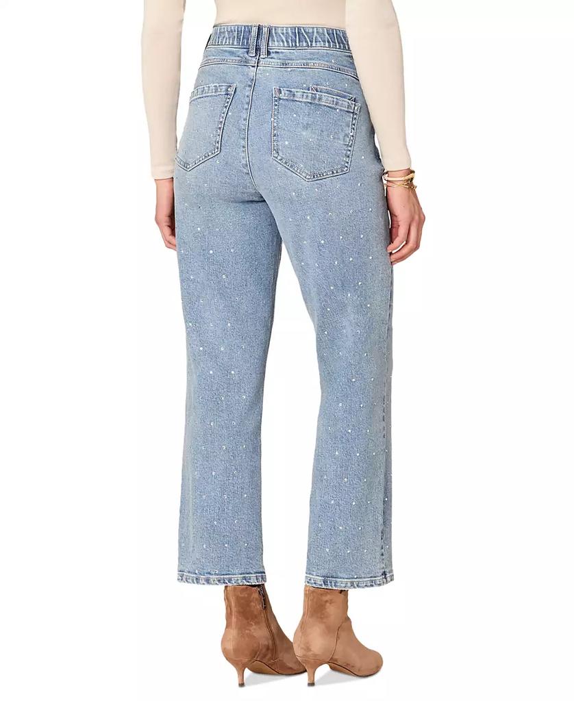 Democracy Women's "Ab" Solution High-Rise Round Up Rhinestone Boyfriend Jeans