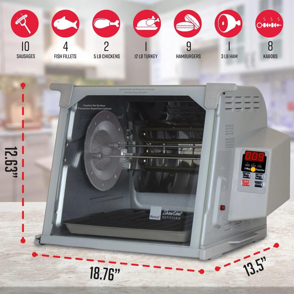 Ronco Ronco Digital Rotisserie Oven, Platinum Digital Design, Large Capacity (15lbs) Countertop Oven 3