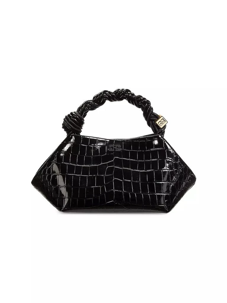 Ganni Small Bou Crocodile-Embossed Top Handle Bag 1