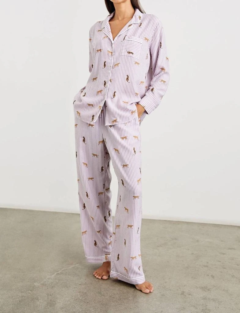 Rails Luna Pajama Set In Rose Stripe Cats 2