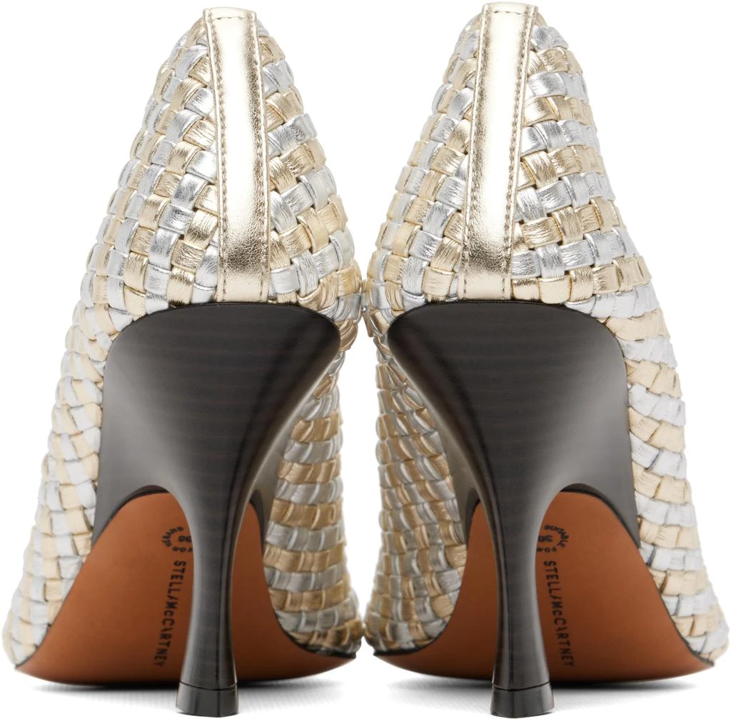 Stella McCartney Silver 
Gold Elsa Woven Metallic Heels 2