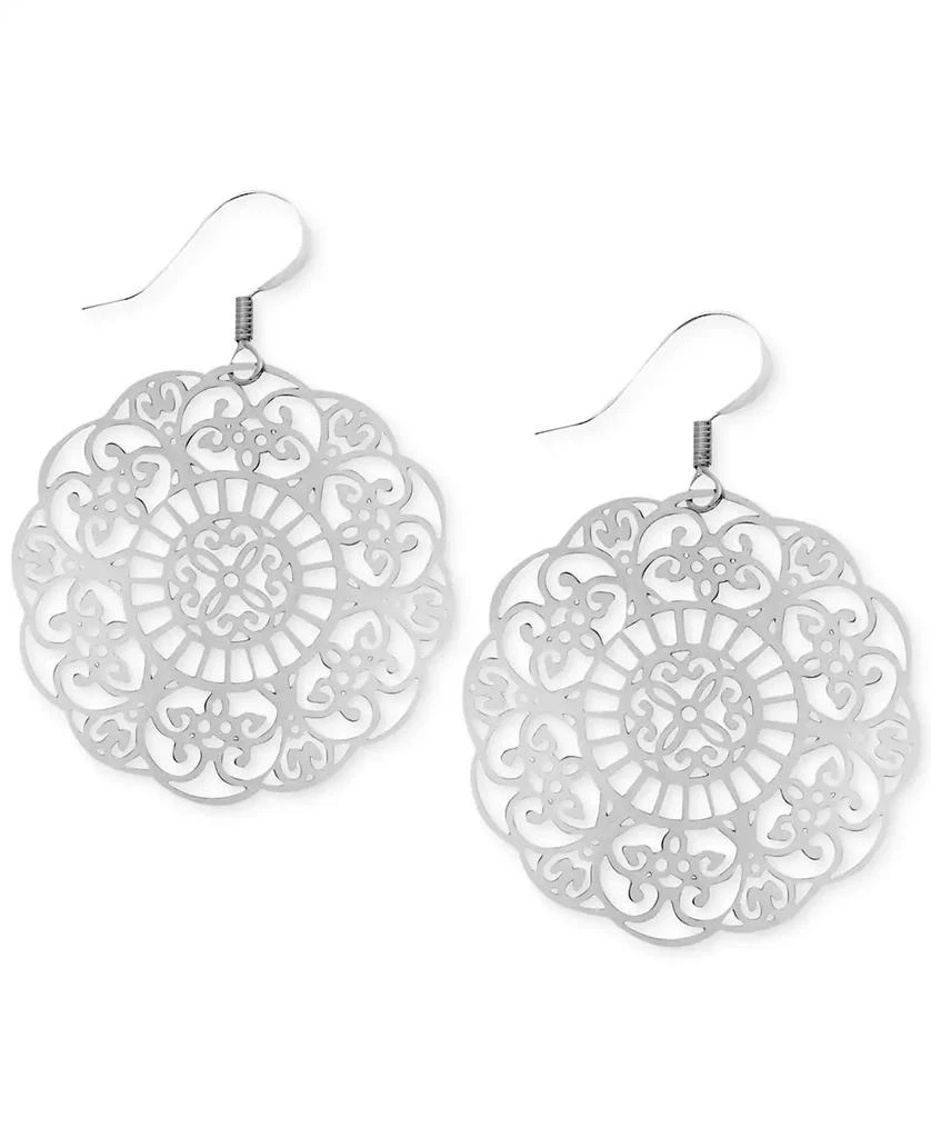 Essentials Filigree Disc Drop Earrings in Silver Plated 1