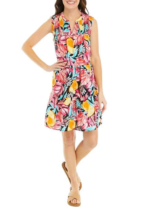 Crown & Ivy™ Ivy Womens Sleeveless Smocked Printed Peasant Dress 1