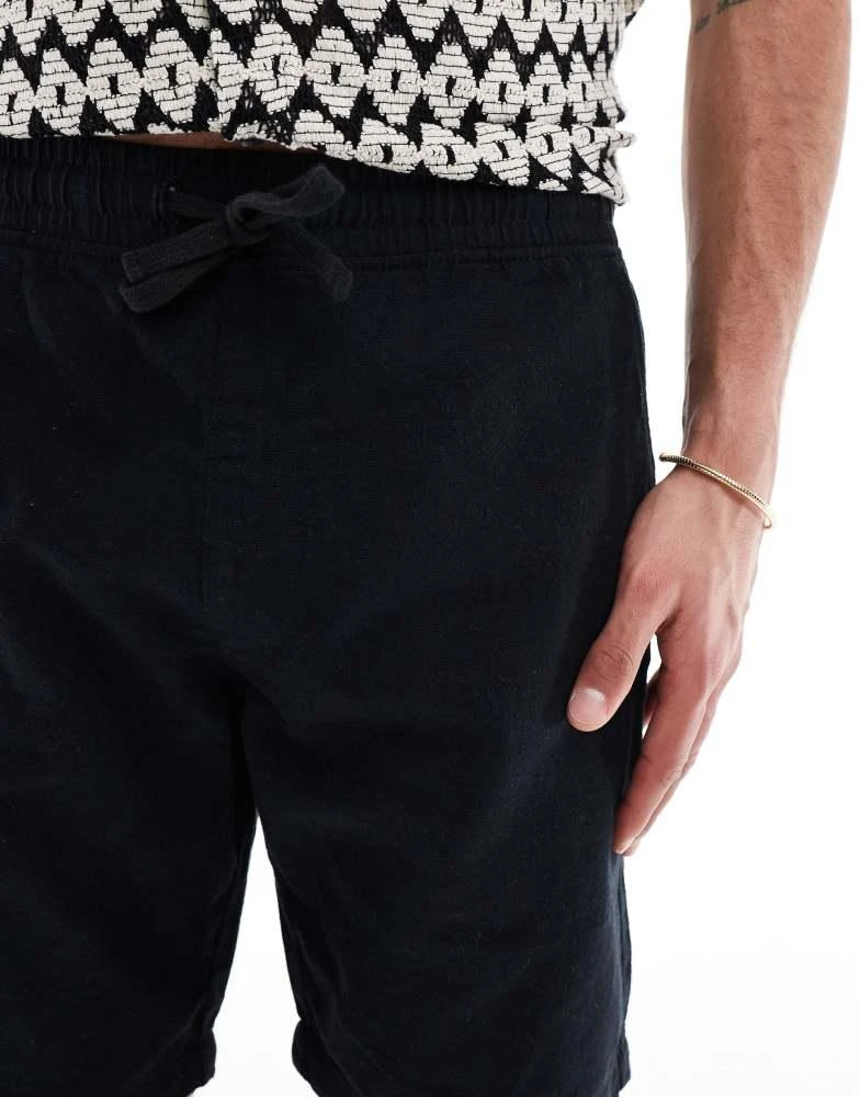French Connection Mens French Connection linen drawstring shorts in navy 5