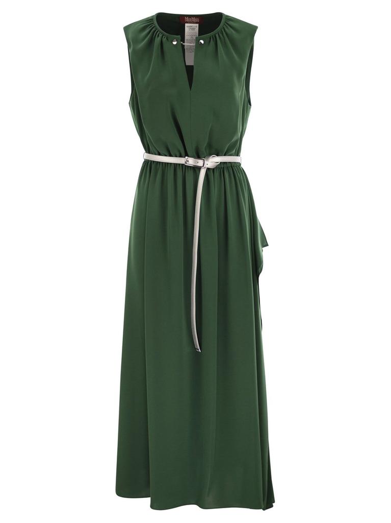 【送料&関税込】Max Mara Studio Amour Dress Max Mara Max Mara Studio Amour Gatheded Belted Sleeveless