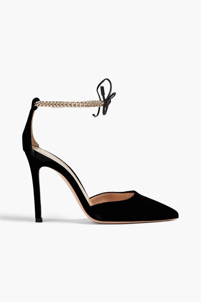 Gianvito Rossi Leather-trimmed velvet pumps 1