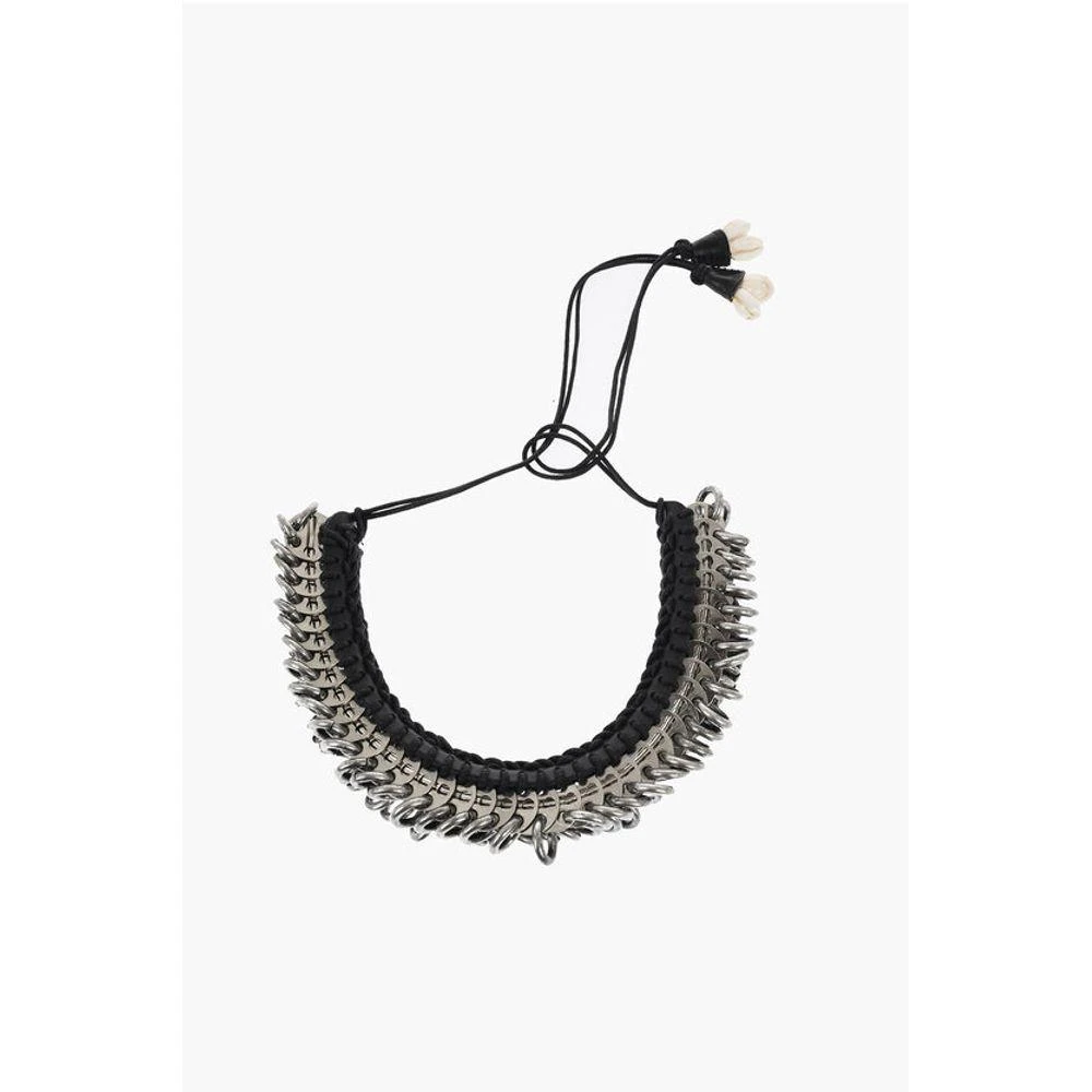 DSQUARED2 Dsquared² Metal AFRICAN HYENA Plastron Necklace with Leather Women's Trim 1