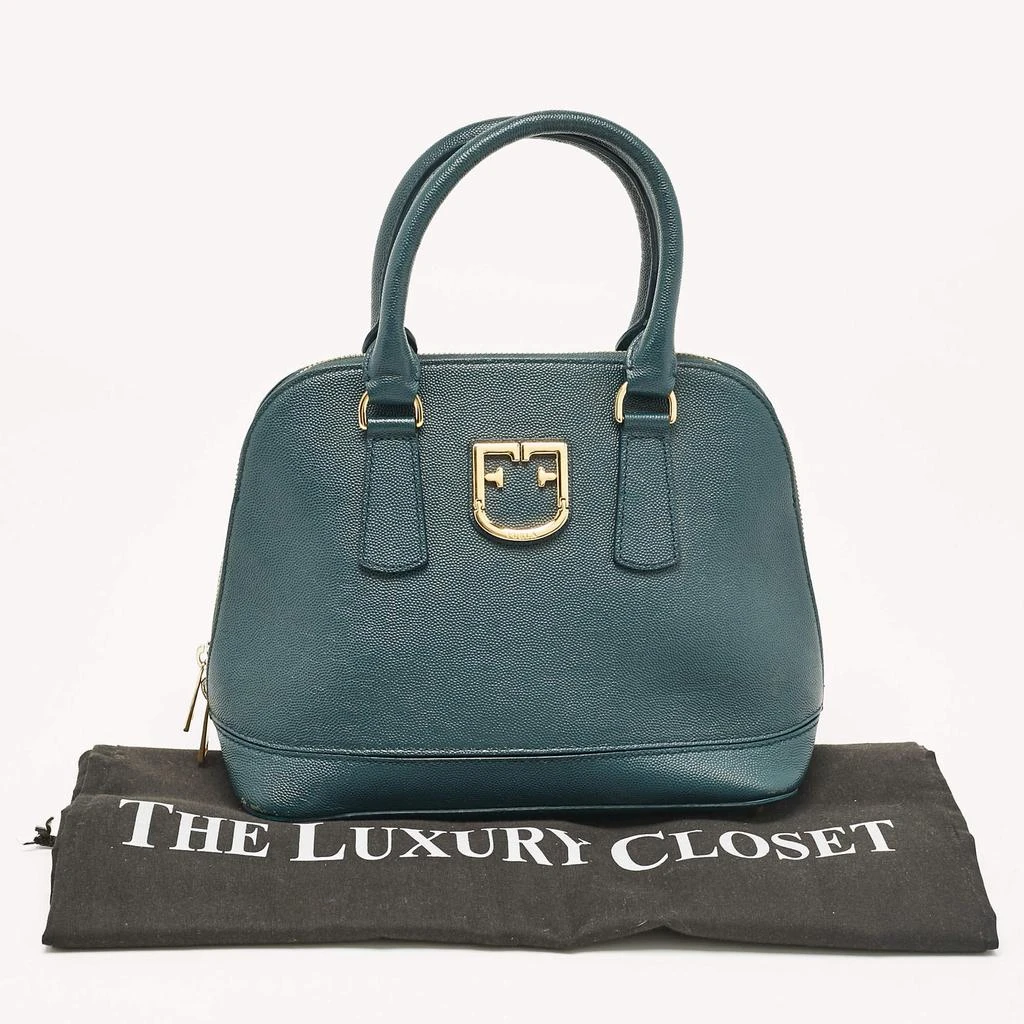 Furla Furla Dark Green Leather Dome Logo Satchel 12