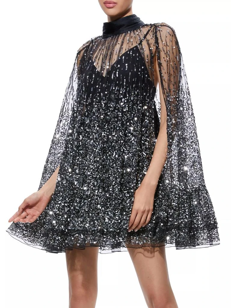 Alice + Olivia Zenon Sequined Cape Minidress 4