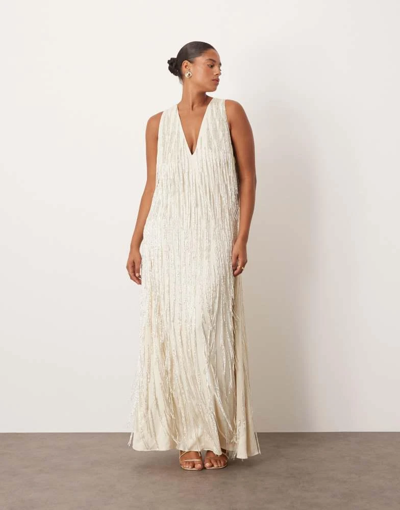 chinese dress ladies Sau Lee Marci Beaded Maxi Dress, White