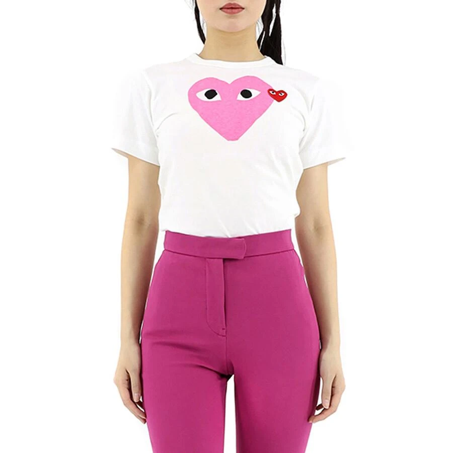 Comme des Garcons Ladies Double Heart Logo Short-sleve T-shirt 1