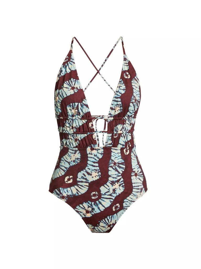 Ulla Johnson Dioni Maillot Geometric Plunge One-Piece Swimsuit 1