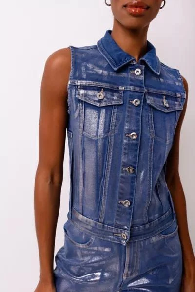 AMY LYNN Amy Lynn Soho Metallic Denim Vest 1