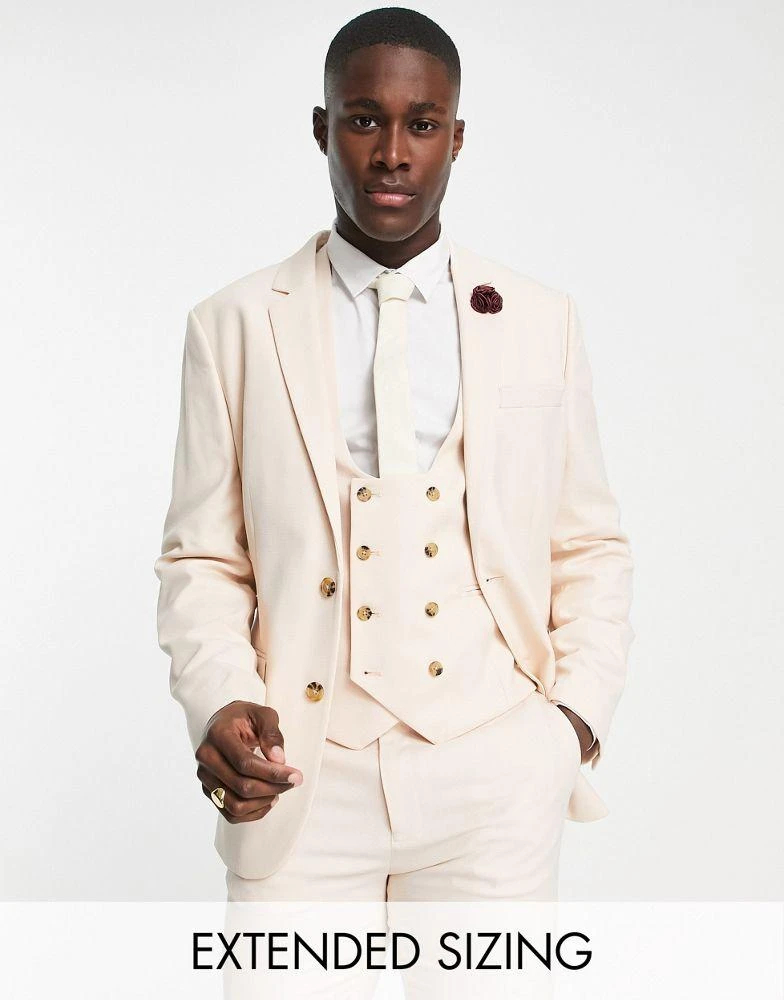 ASOS ASOS DESIGN wedding skinny suit jacket with micro texture in stone 1