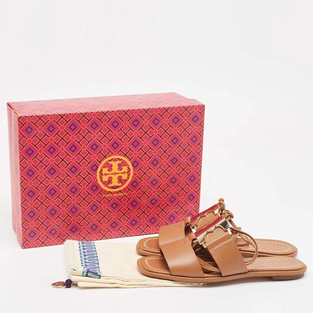 Tory Burch Tory Burch Brown Leather Gemini Link Flat Sandals Size 37.5 9